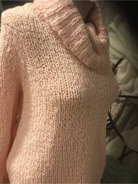 Express Chunky Cowl Neck Sweater - Pale Pink